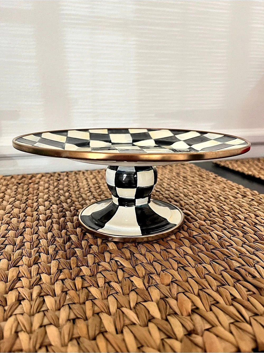 MACKENZIE-CHILDS Courtly Check Fluted Cake Stand